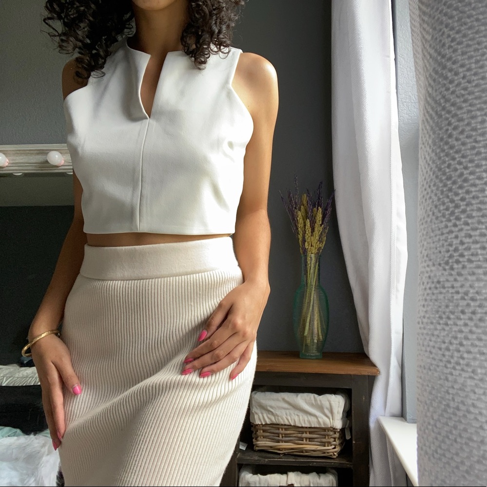 Structured white crop top